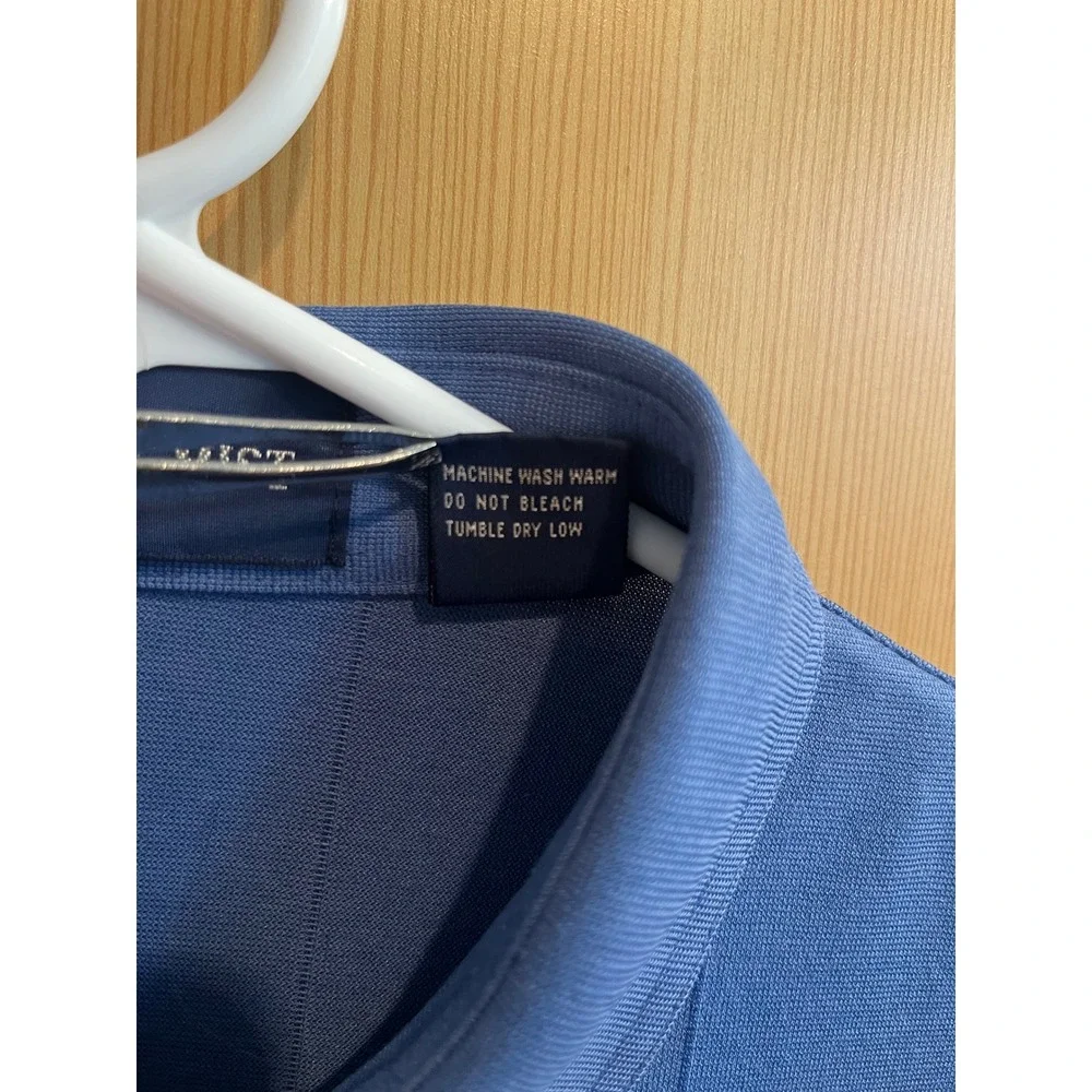 Cotton Mist Polo Shirt Mens Medium Blue Short Sleeve Vertical Stripe Pocket